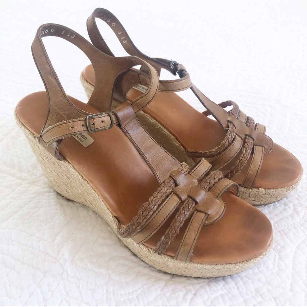 Paul Green "Leslie" Brown Leather Braided Sandals
